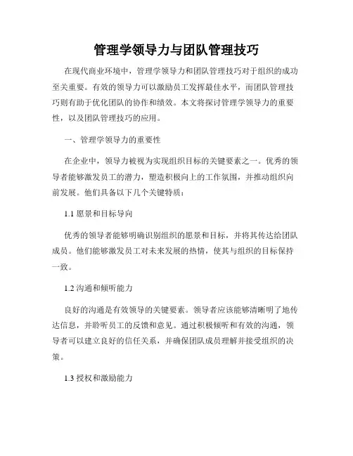 管理学领导力与团队管理技巧