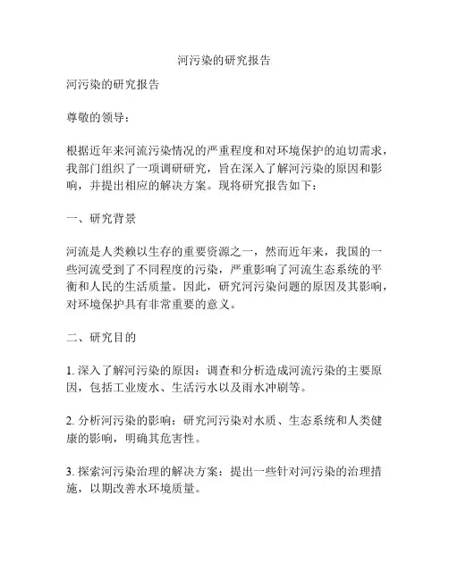 河污染的研究报告