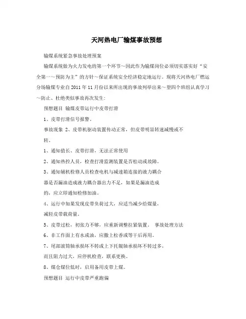天河热电厂输煤事故预想