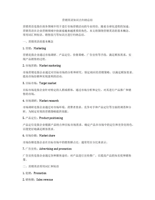 营销英语知识点归纳总结