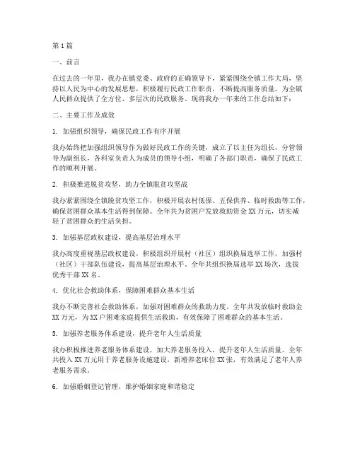 民政办部门总结报告范文(3篇)