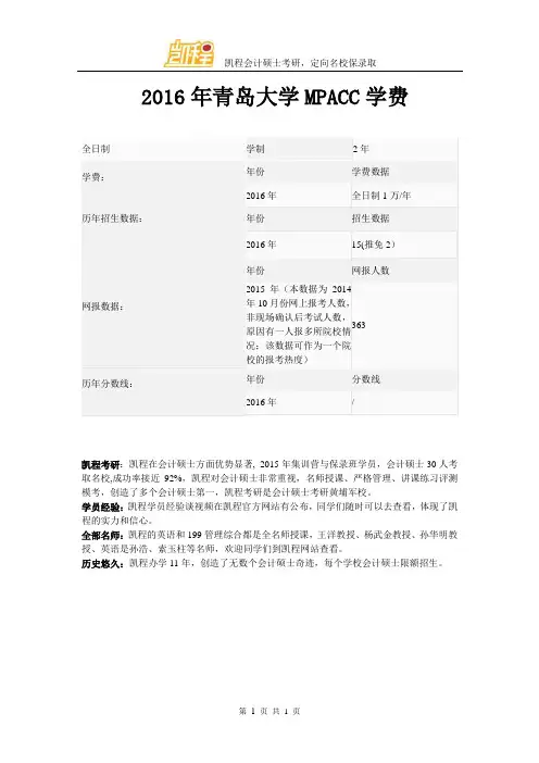 2016年青岛大学MPACC学费