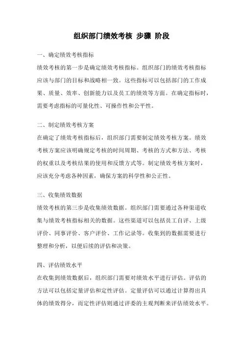组织部门绩效考核 步骤 阶段