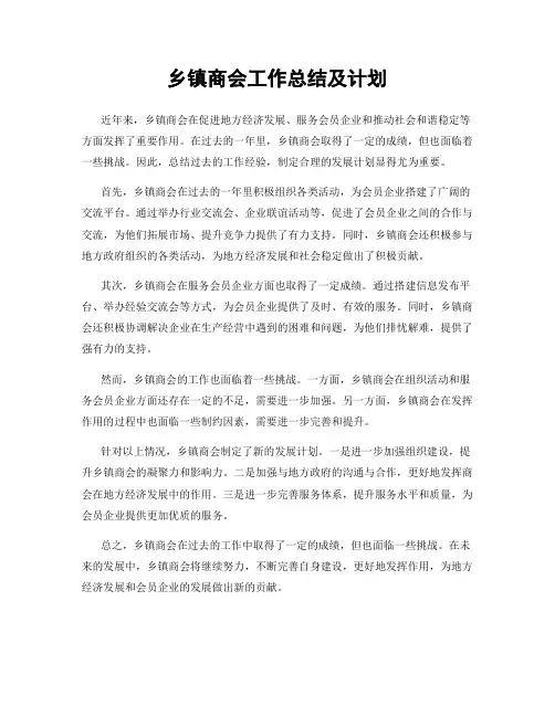 乡镇商会工作总结及计划