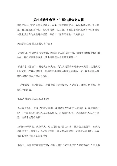 关注消防生命至上主题心得体会5篇