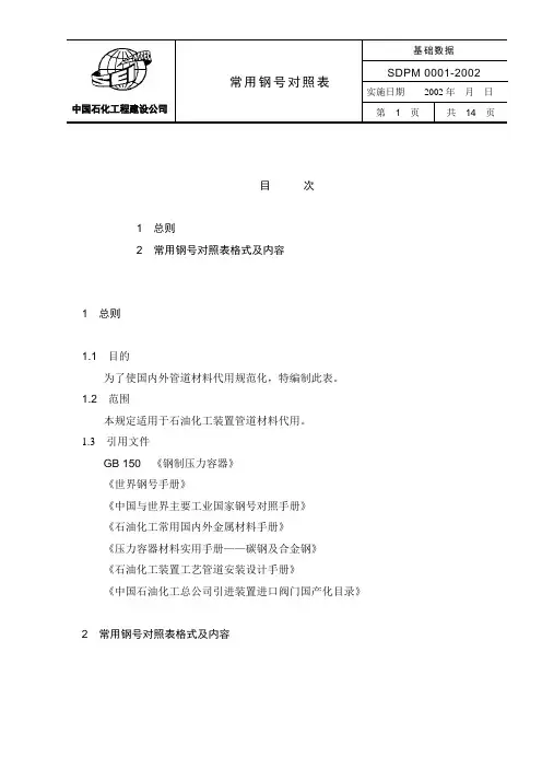 材料钢号对照 SEI