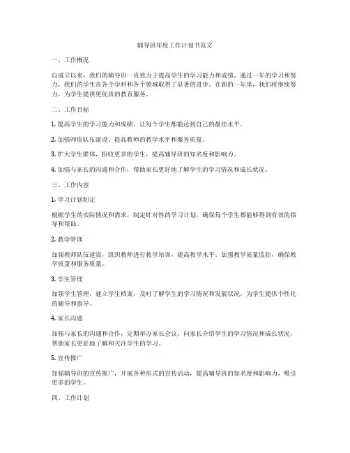 辅导班年度工作计划书范文