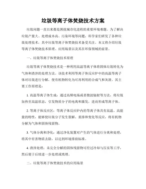 垃圾等离子体焚烧技术方案