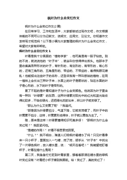 枫叶为什么会变红作文（2篇）