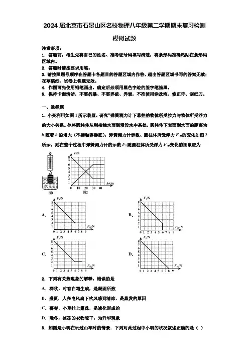 2024届北京市石景山区名校物理八年级第二学期期末复习检测模拟试题含解析