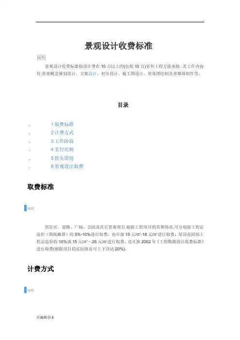 景观设计收费标准
