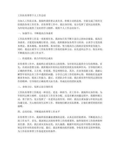 工作队传帮带个人工作总结