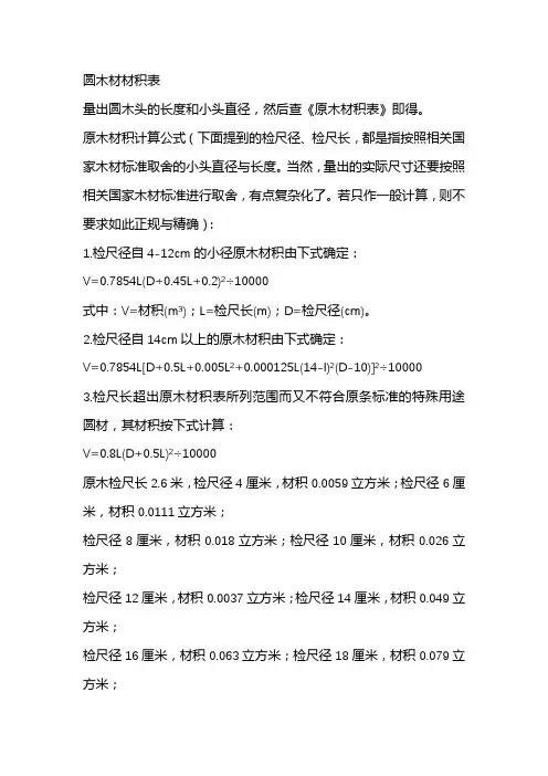 圆木材材积表