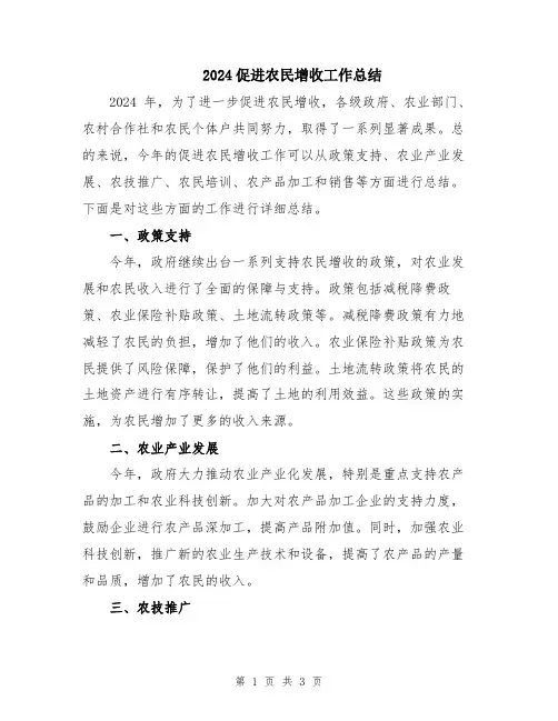 2024促进农民增收工作总结