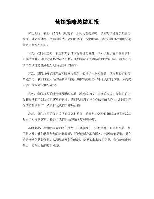 营销策略总结汇报