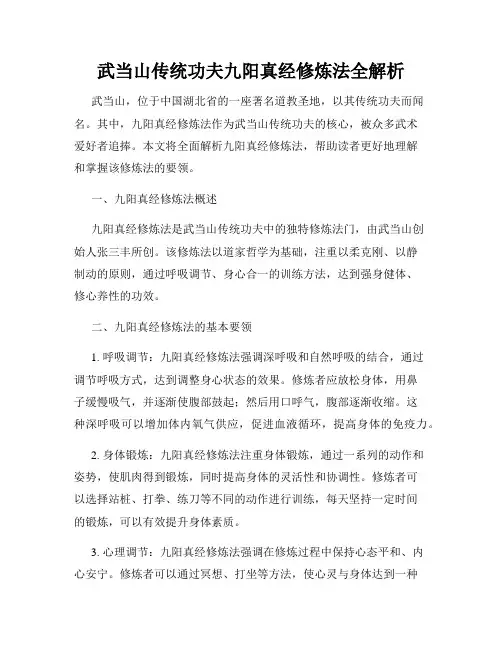 武当山传统功夫九阳真经修炼法全解析