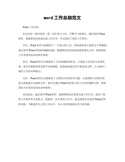 word工作总结范文