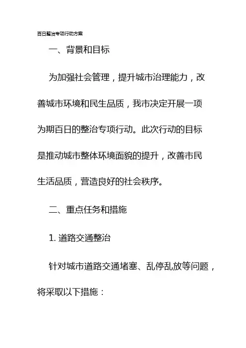 百日整治专项行动方案