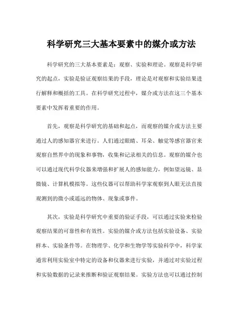 科学研究三大基本要素中的媒介或方法
