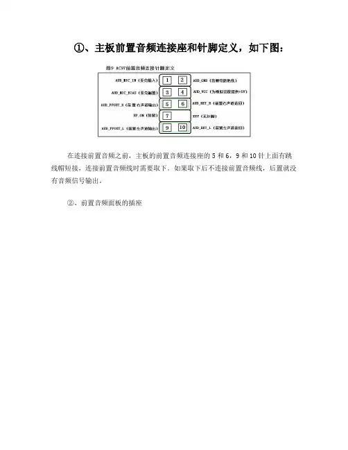 主板前置音频连接座和针脚定义