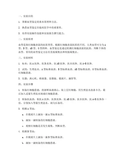 实验报告检测血型