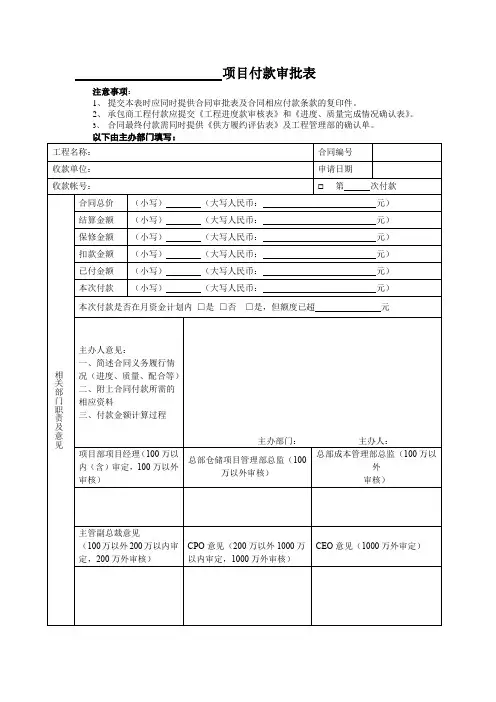 00付款审批表(模板)