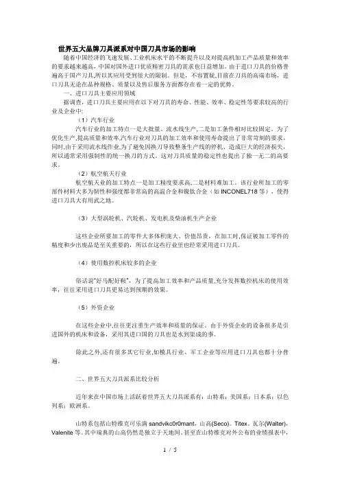 世界5大刀具品牌及派系