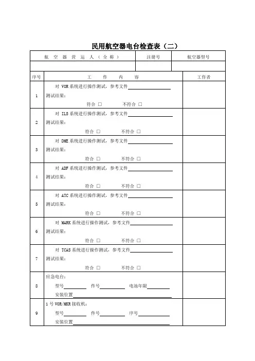 民用航空器电台检查表(二)
