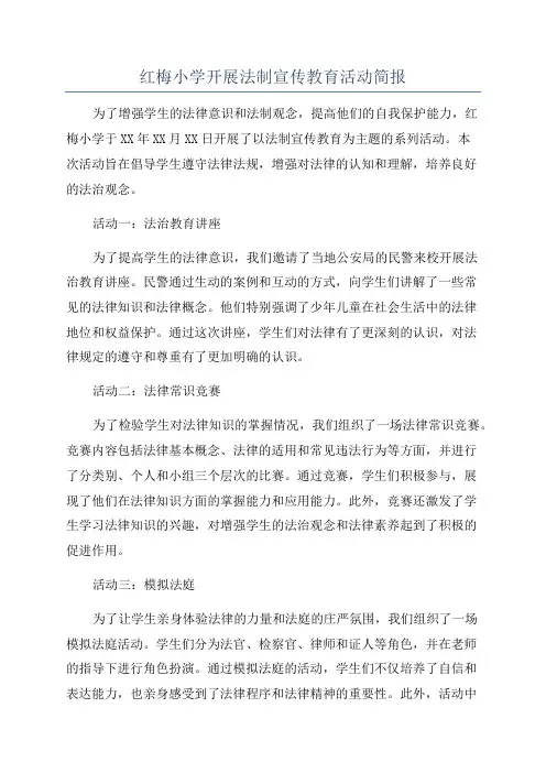 红梅小学开展法制宣传教育活动简报