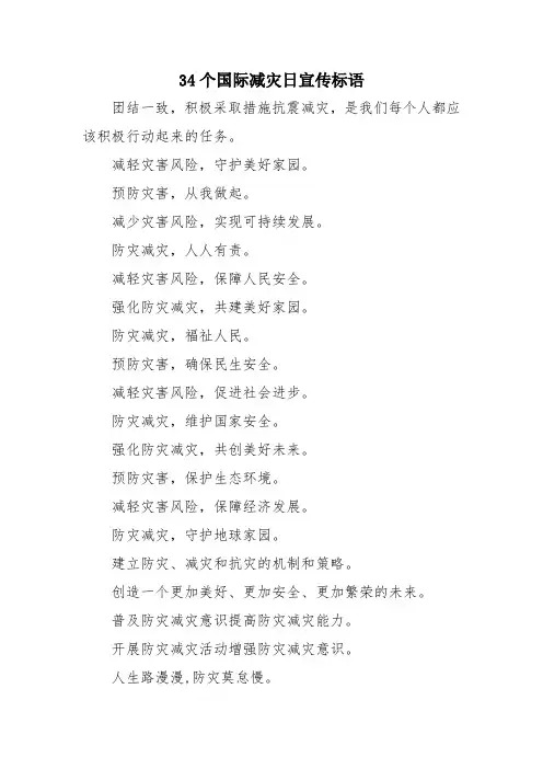 34个国际减灾日条幅