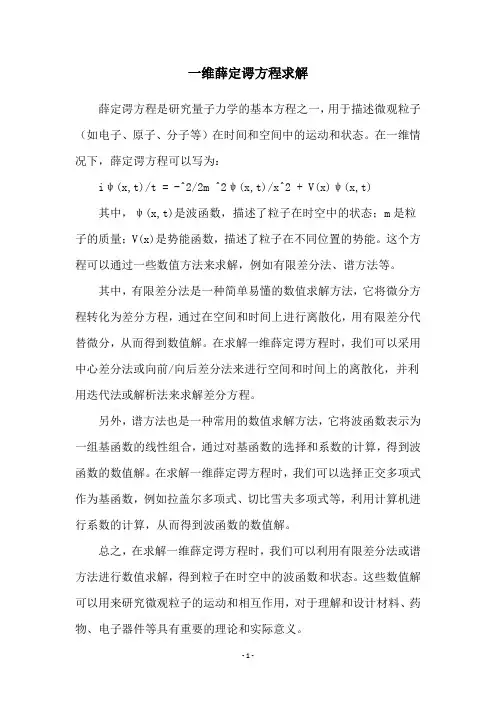 一维薛定谔方程求解