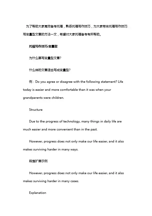 托福写作方法+素材库+举例子