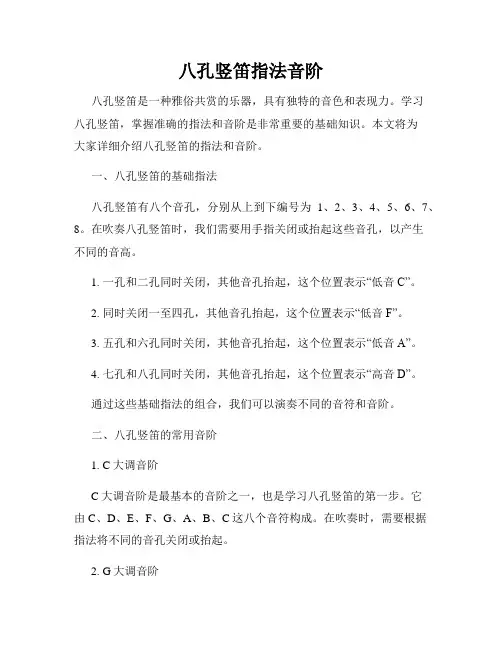 八孔竖笛指法音阶