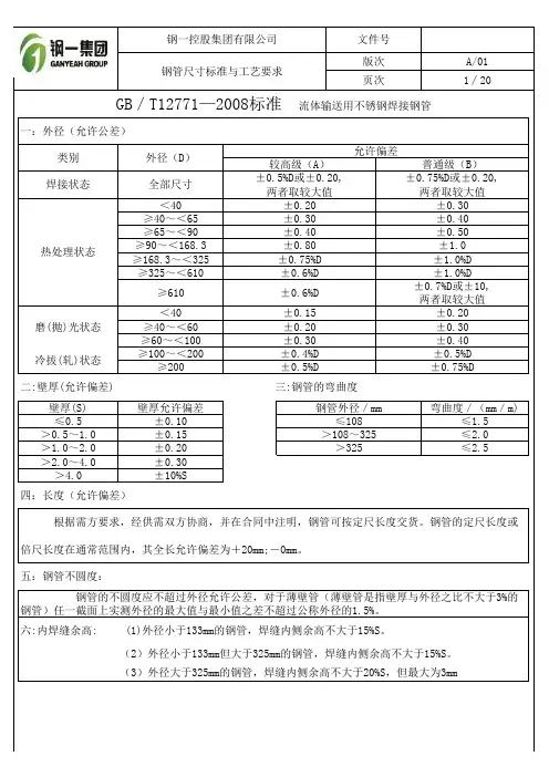 钢一控股集团-----不锈钢管生产标准