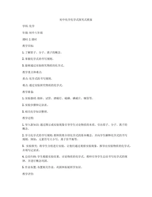 初中化学化学式探究式教案