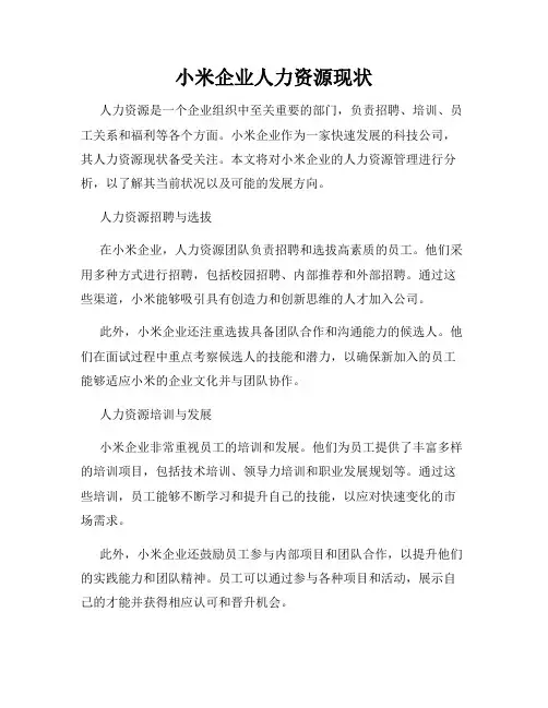 小米企业人力资源现状