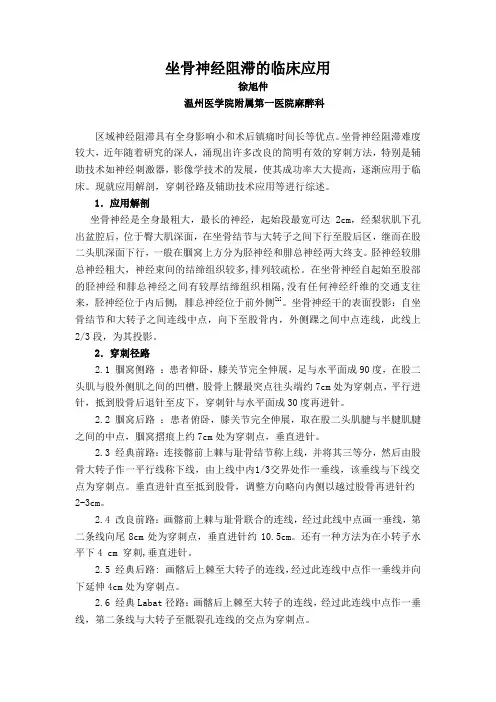 坐骨神经阻滞的临床应用