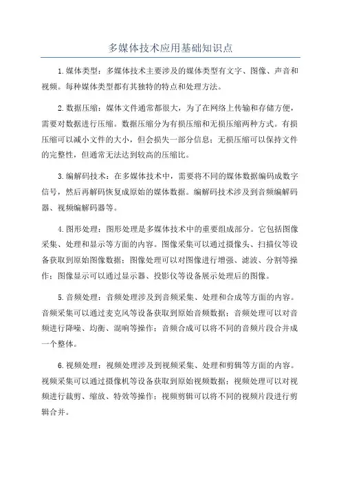 多媒体技术应用基础知识点