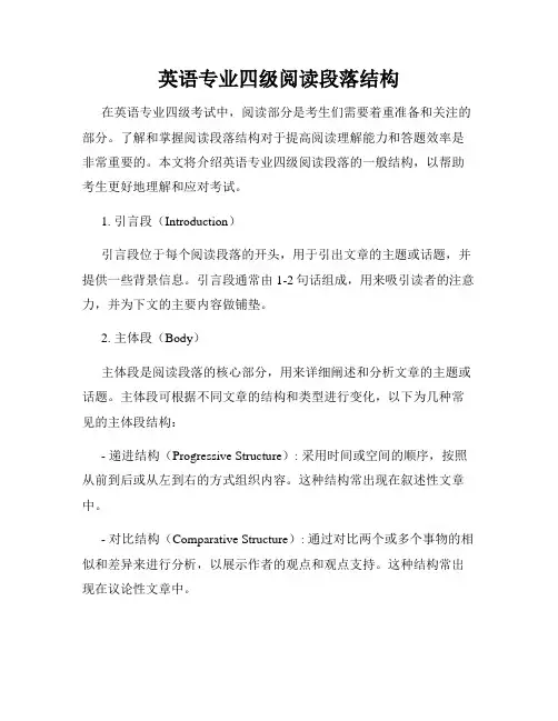 英语专业四级阅读段落结构