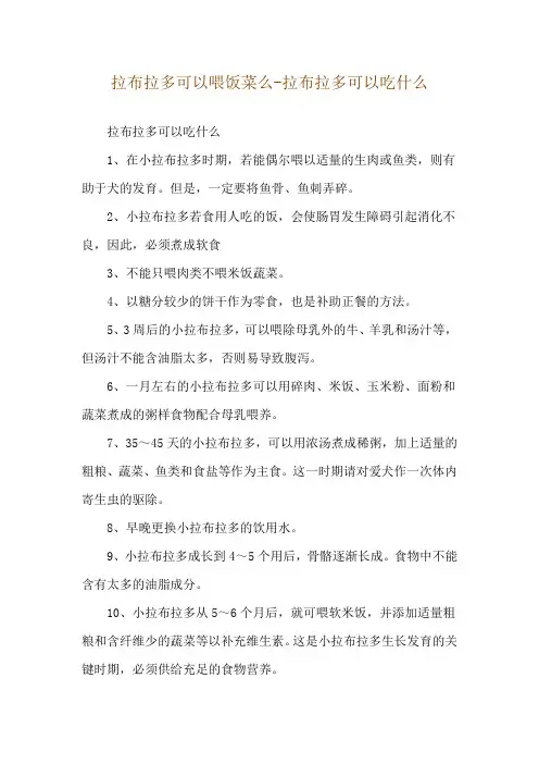 拉布拉多可以喂饭菜么-拉布拉多可以吃什么