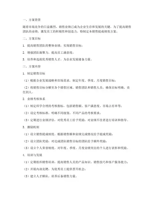 销售提成绩效方案