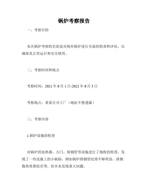 锅炉考察报告