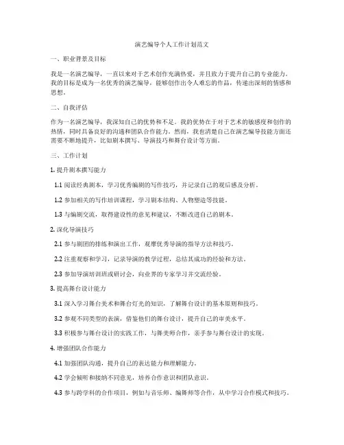 演艺编导个人工作计划范文