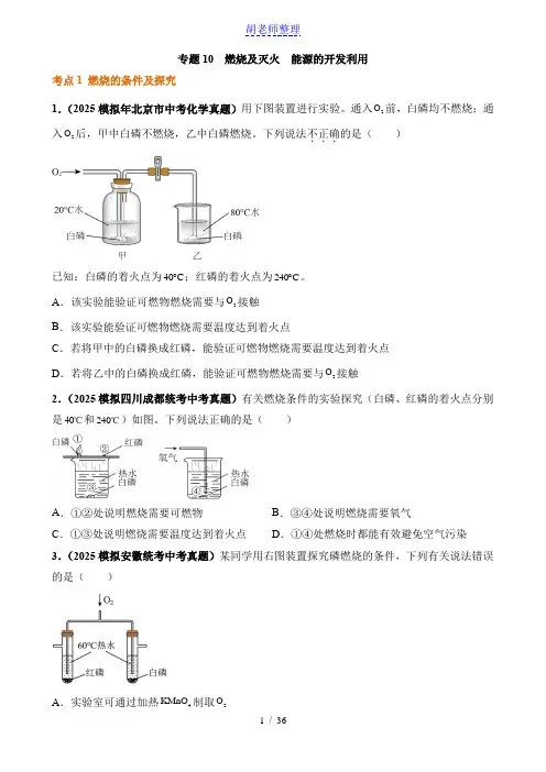 中考化学复习 燃烧及灭火 能源的开发利用
