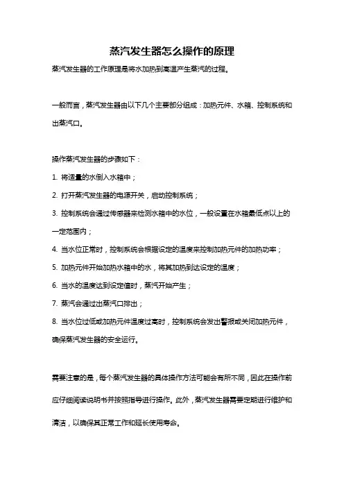蒸汽发生器怎么操作的原理