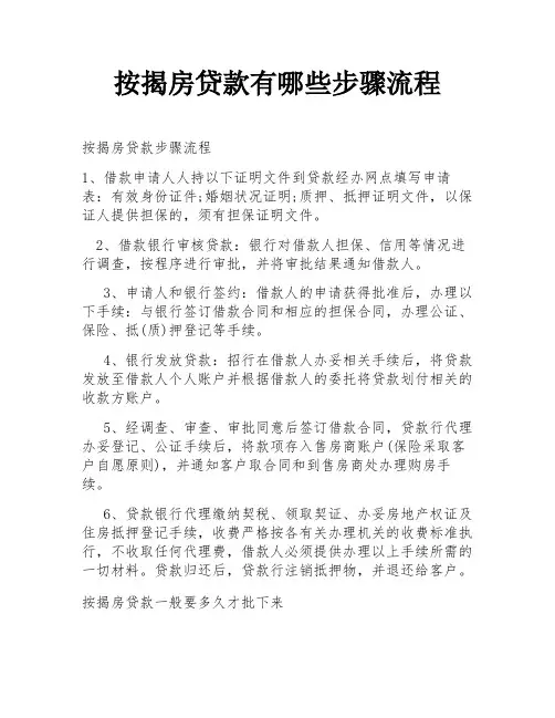 按揭房贷款有哪些步骤流程