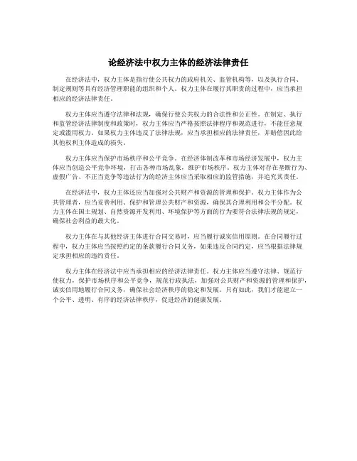 论经济法中权力主体的经济法律责任