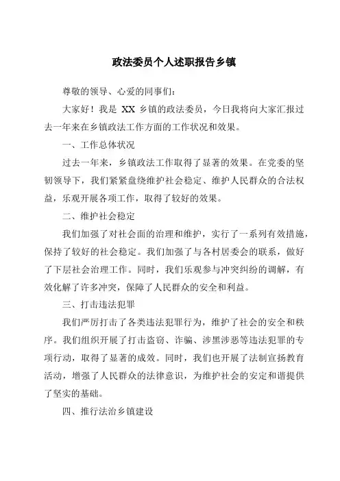 政法委员个人述职报告乡镇