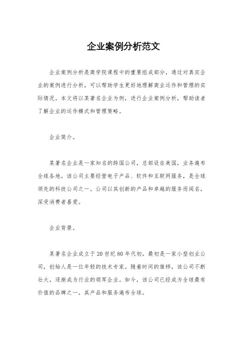 企业案例分析范文