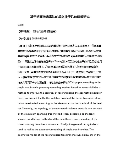 基于地面激光雷达的单树枝干几何建模研究